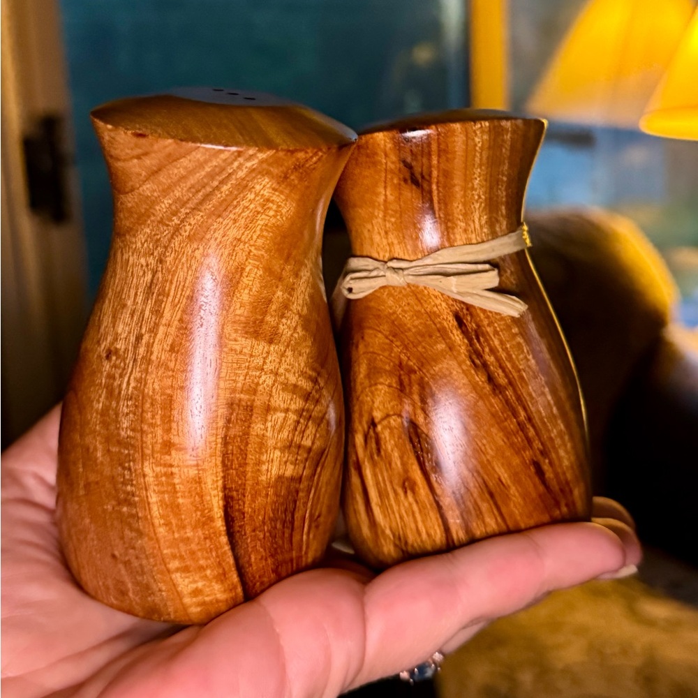 Vintage Myrtle Wood Salt & Pepper Shakers